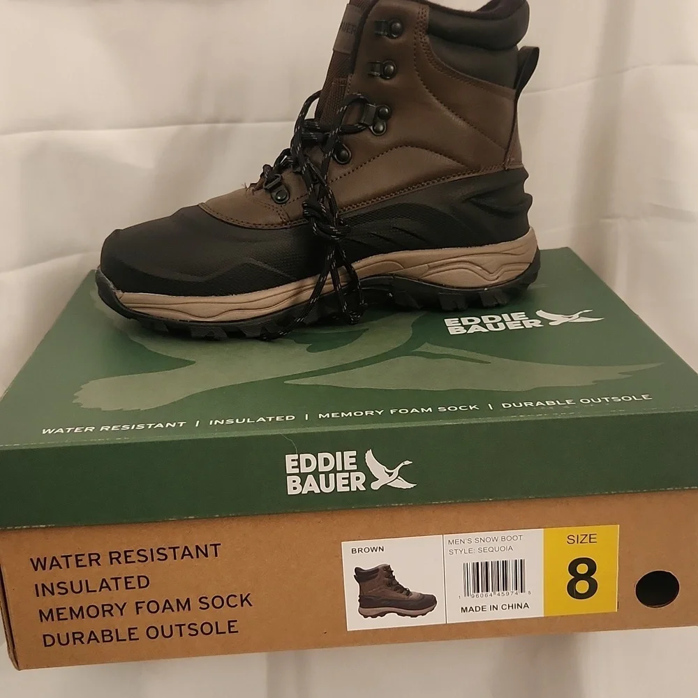 Eddie Bauer Brown Rain & Snow Boots with Water-Resistant Design